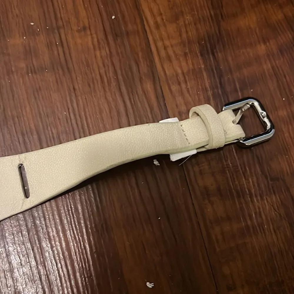 Creme Studded Belt - Leather Belt - 8 Holes - 41 Inches Long from End to End -